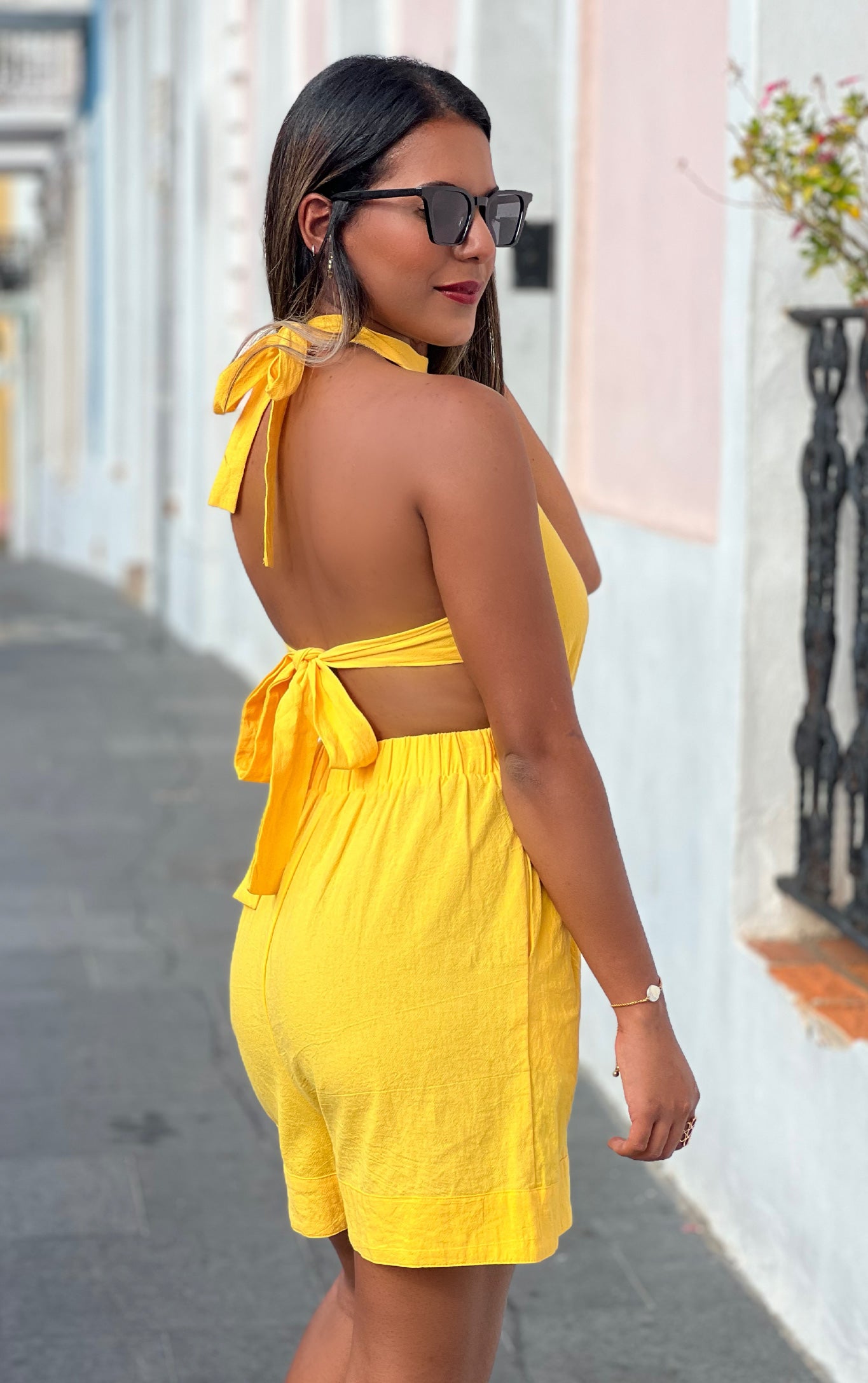 Backless Yellow Romper