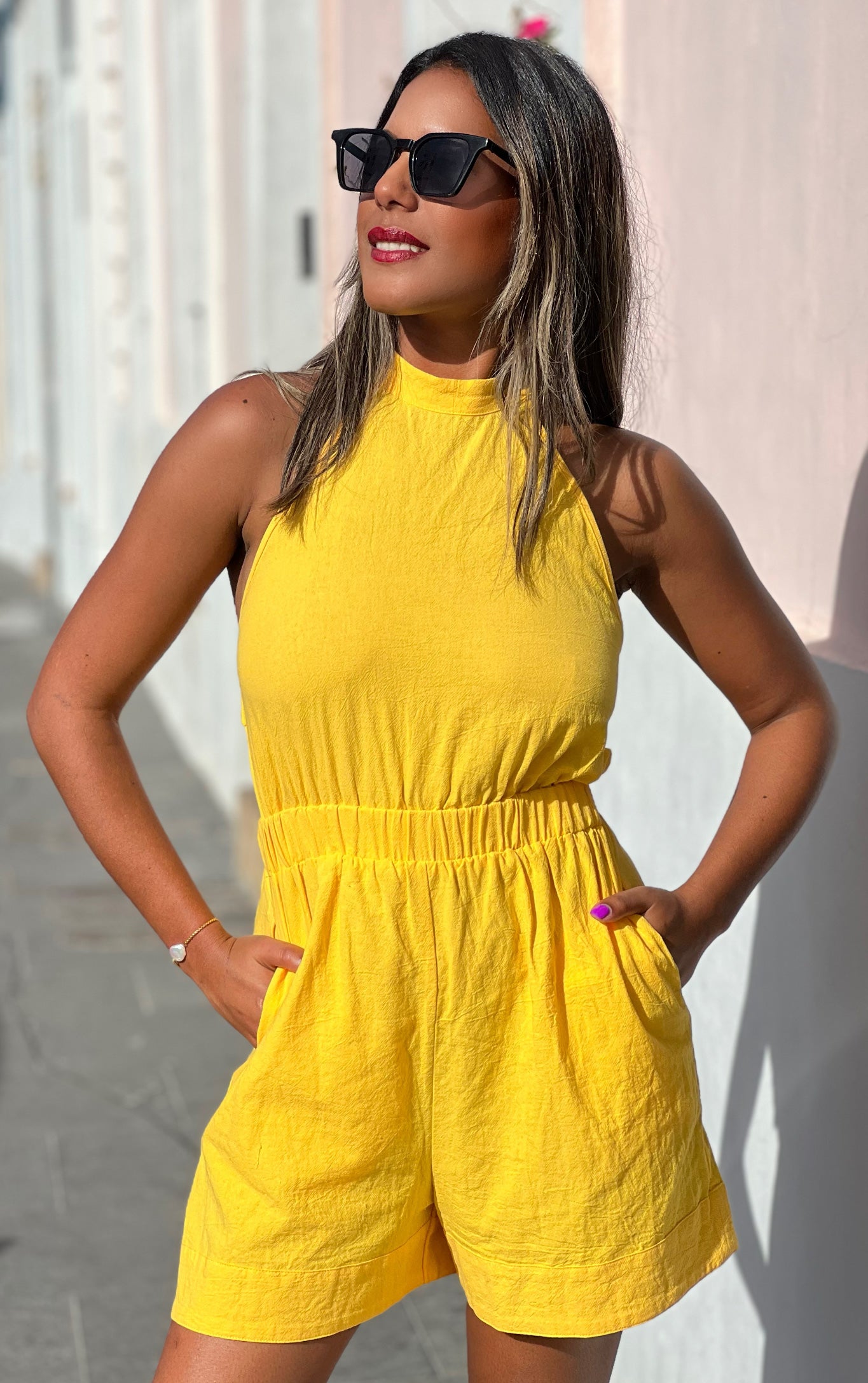 Backless Yellow Romper