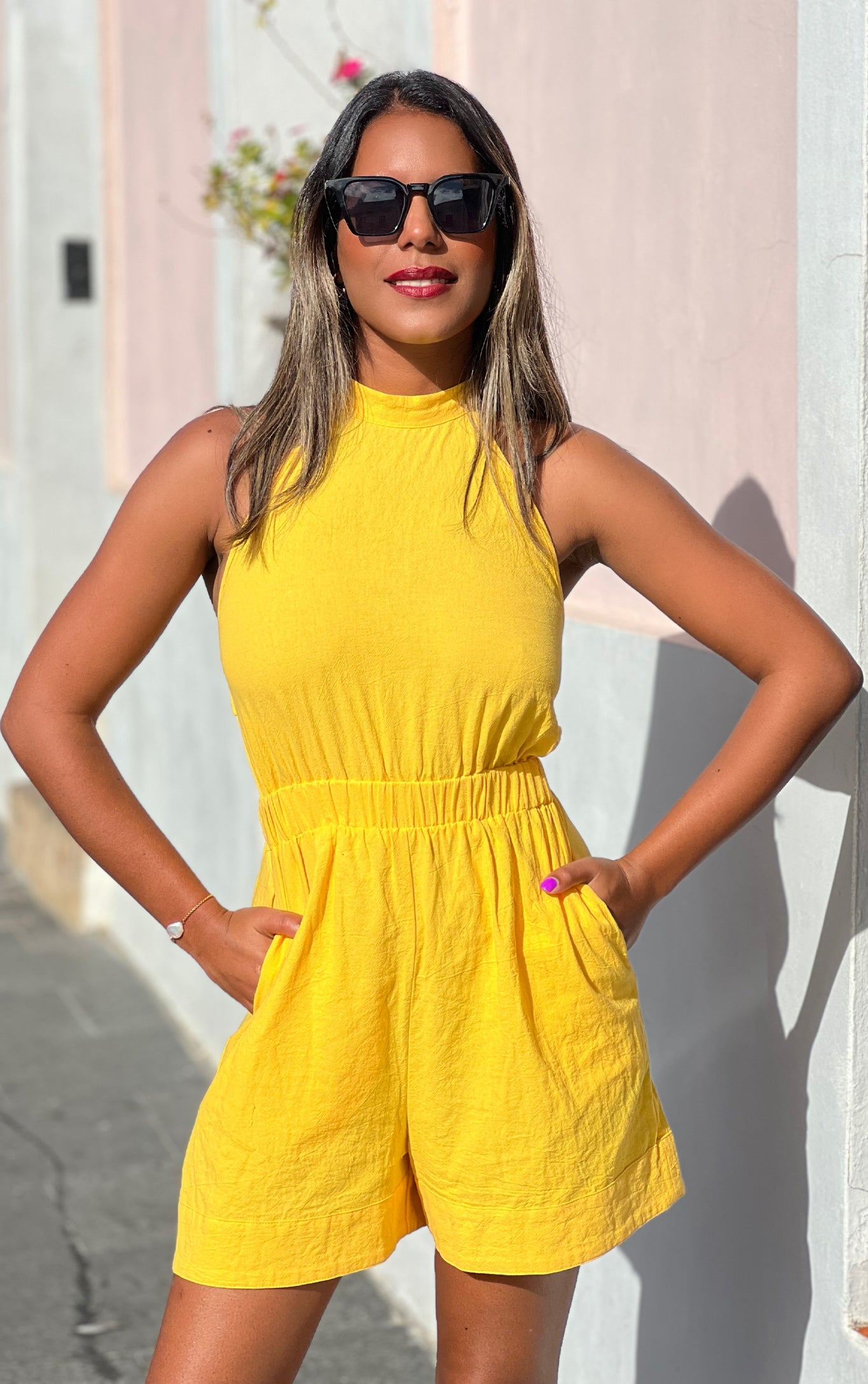 Backless Yellow Romper