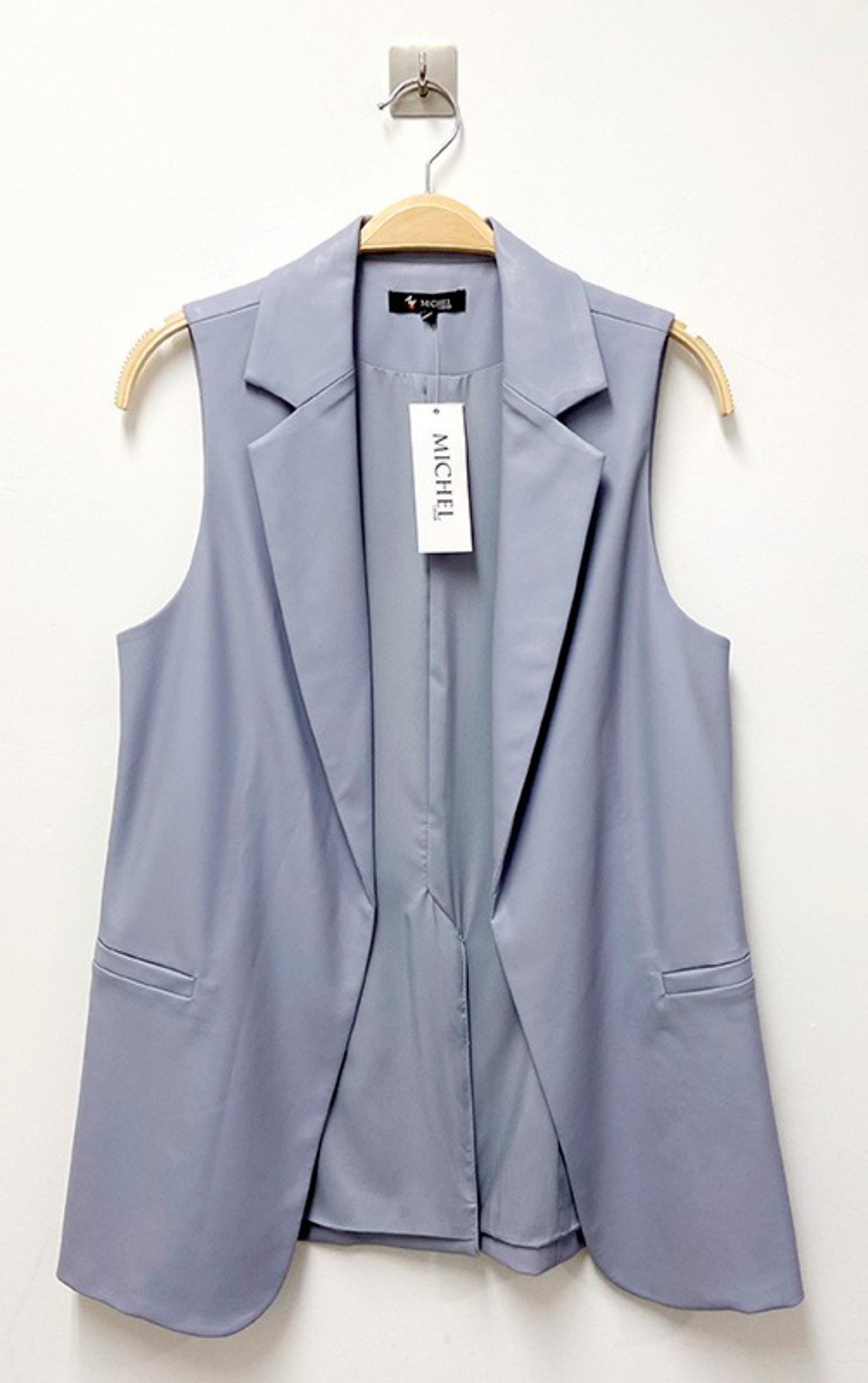 Light Blue Leather Vest