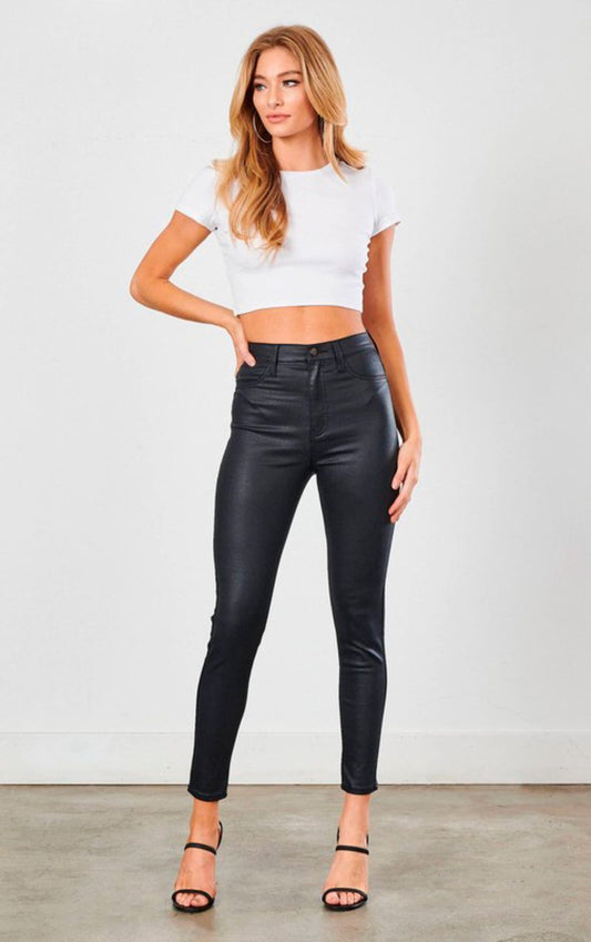 Vibrant MIU Coated Black Skinny Jean