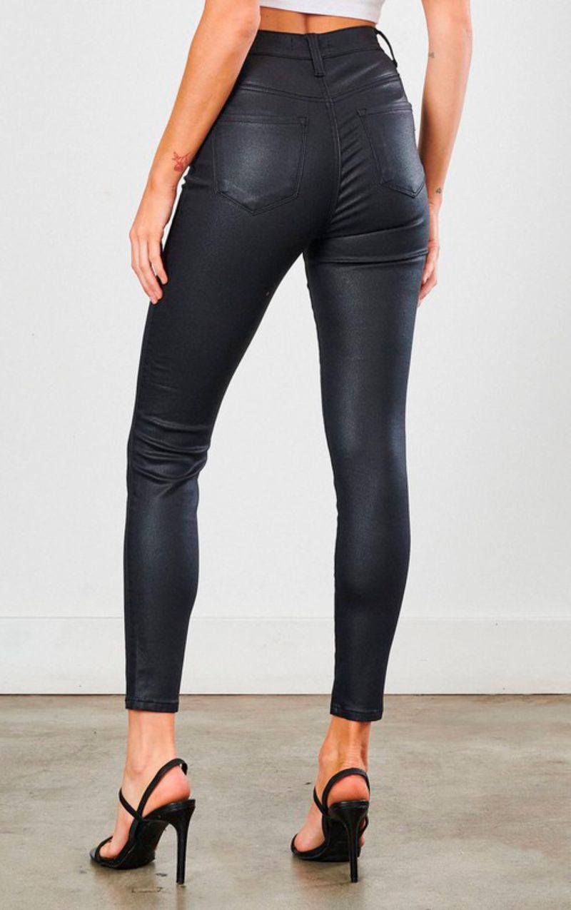 Vibrant MIU Coated Black Skinny Jean