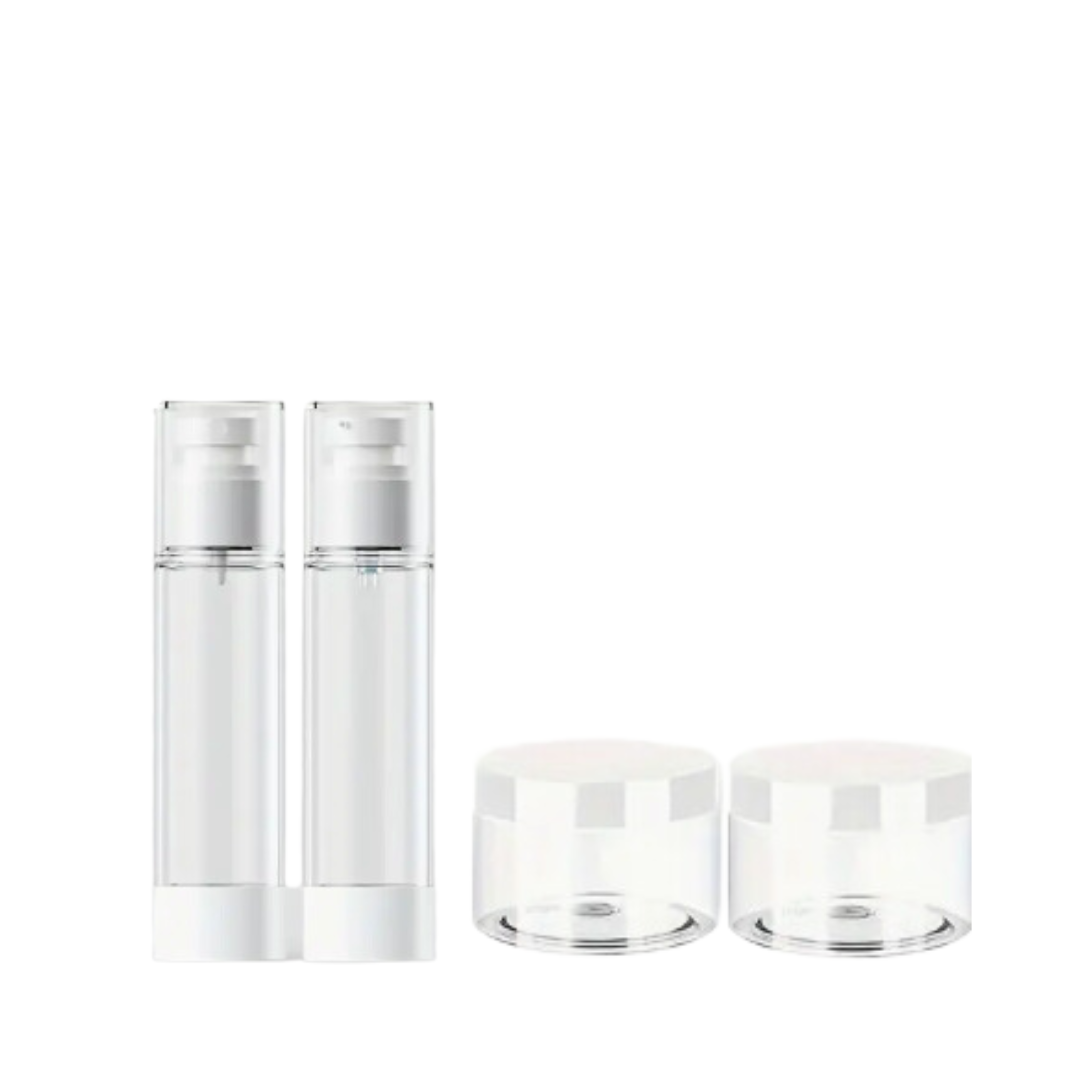 Airless Pump & Cosmetic Jar Travel Set (4 PCS) VACÍO